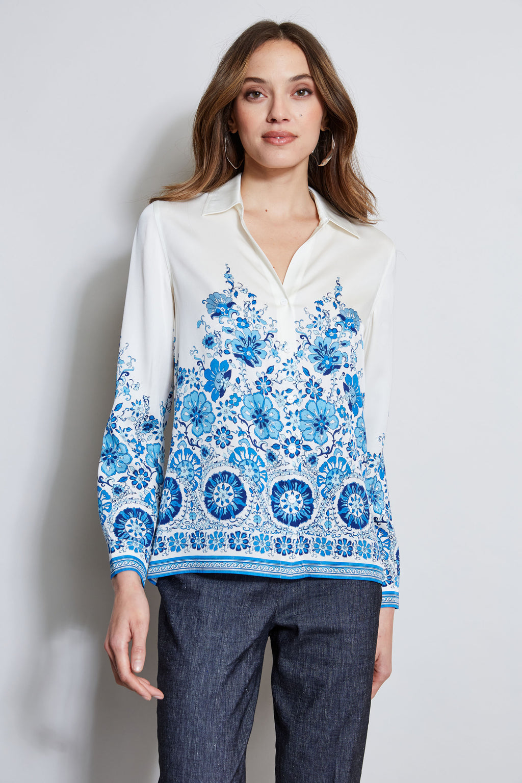 Women Silk Cascade Garden Shirt  | Elie Tahari
