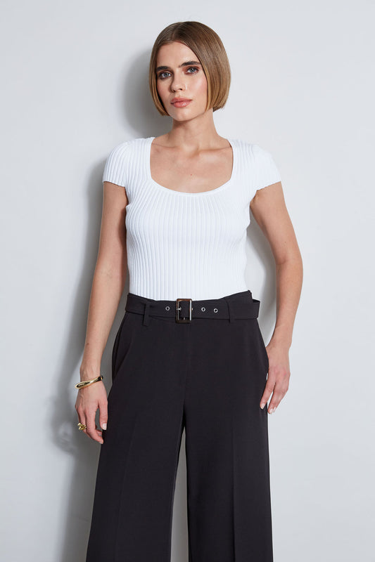 Women Short Sleeve Rib Sweater  | Elie Tahari