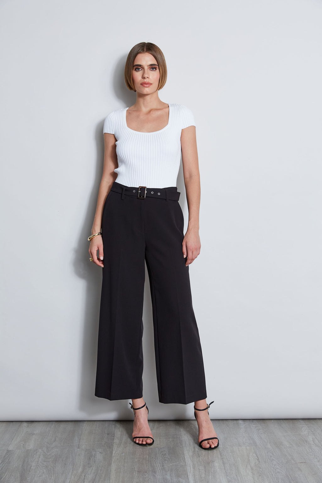 Women Short Sleeve Rib Sweater  | Elie Tahari