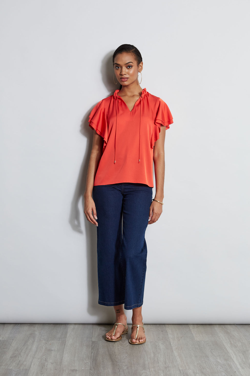 Women Silk Flutter Sleeve Tie Shirt  | Elie Tahari