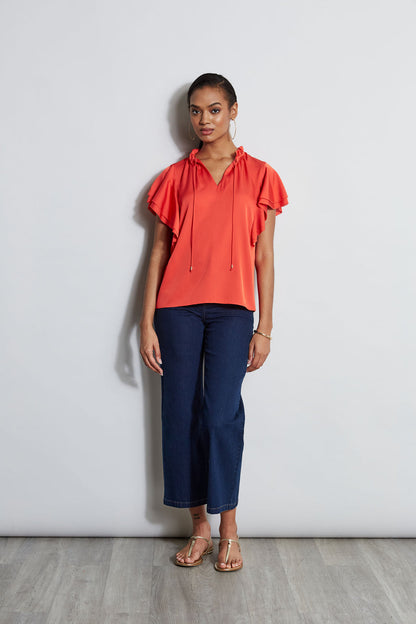 Women Silk Flutter Sleeve Tie Shirt  | Elie Tahari