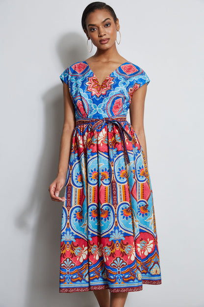 Women Tapestry Floral Cotton Midi Dress Tapestry Floral Print | Elie Tahari