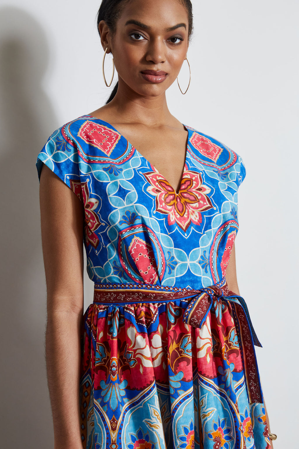 Women Tapestry Floral Cotton Midi Dress Tapestry Floral Print | Elie Tahari
