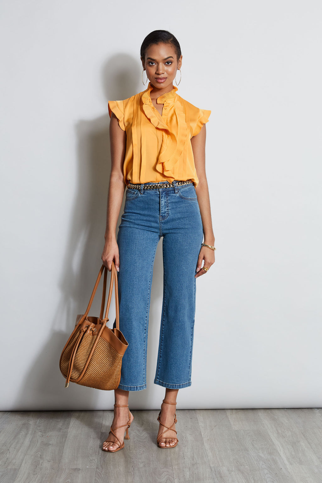 Women Silk Cascade Ruffle Shirt  | Elie Tahari