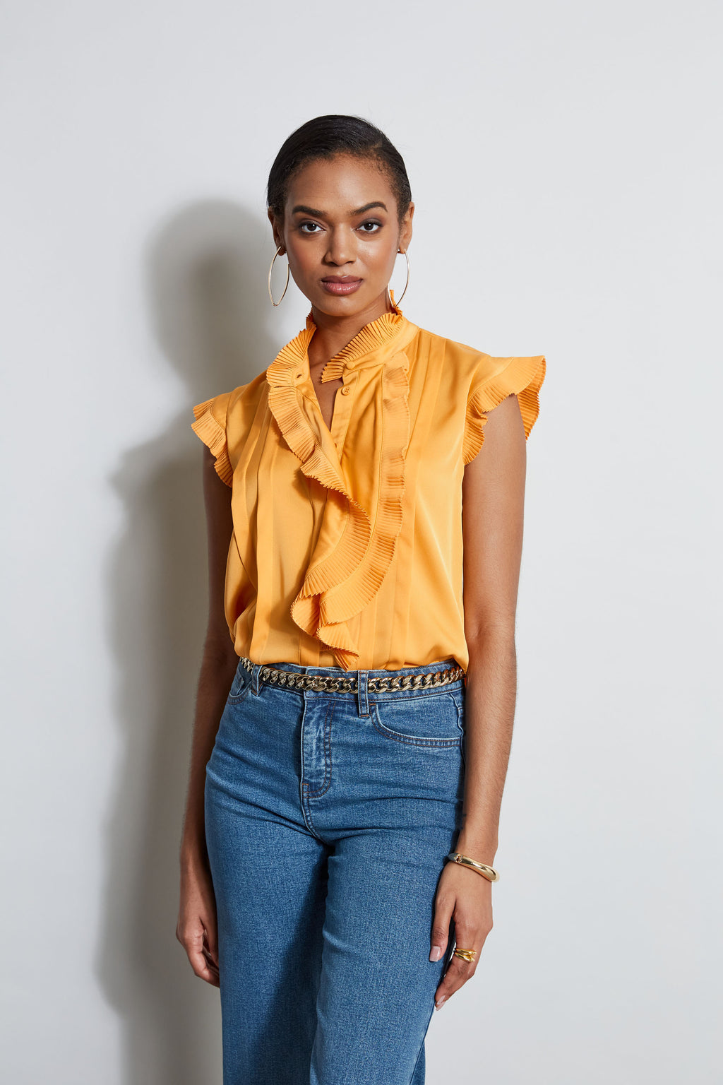 Women Silk Cascade Ruffle Shirt  | Elie Tahari