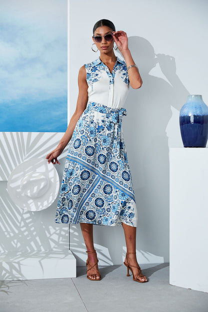 Women Silk Cascade Garden Shirt Dress Cascade Garden Print | Elie Tahari