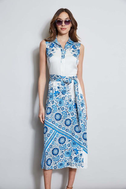 Women Silk Cascade Garden Shirt Dress Cascade Garden Print | Elie Tahari