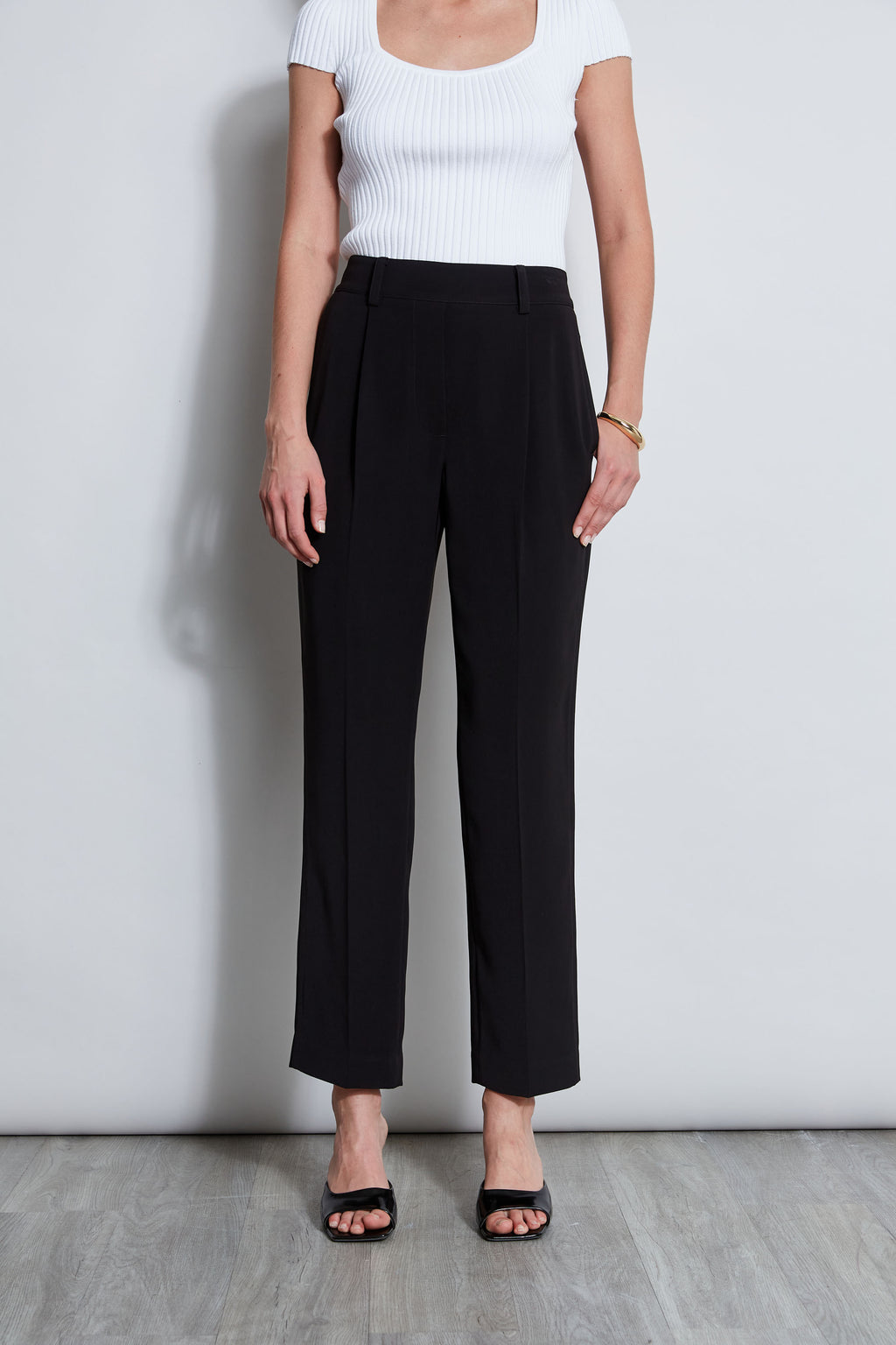 Women Pleated Straight Leg Pull On Pant  | Elie Tahari