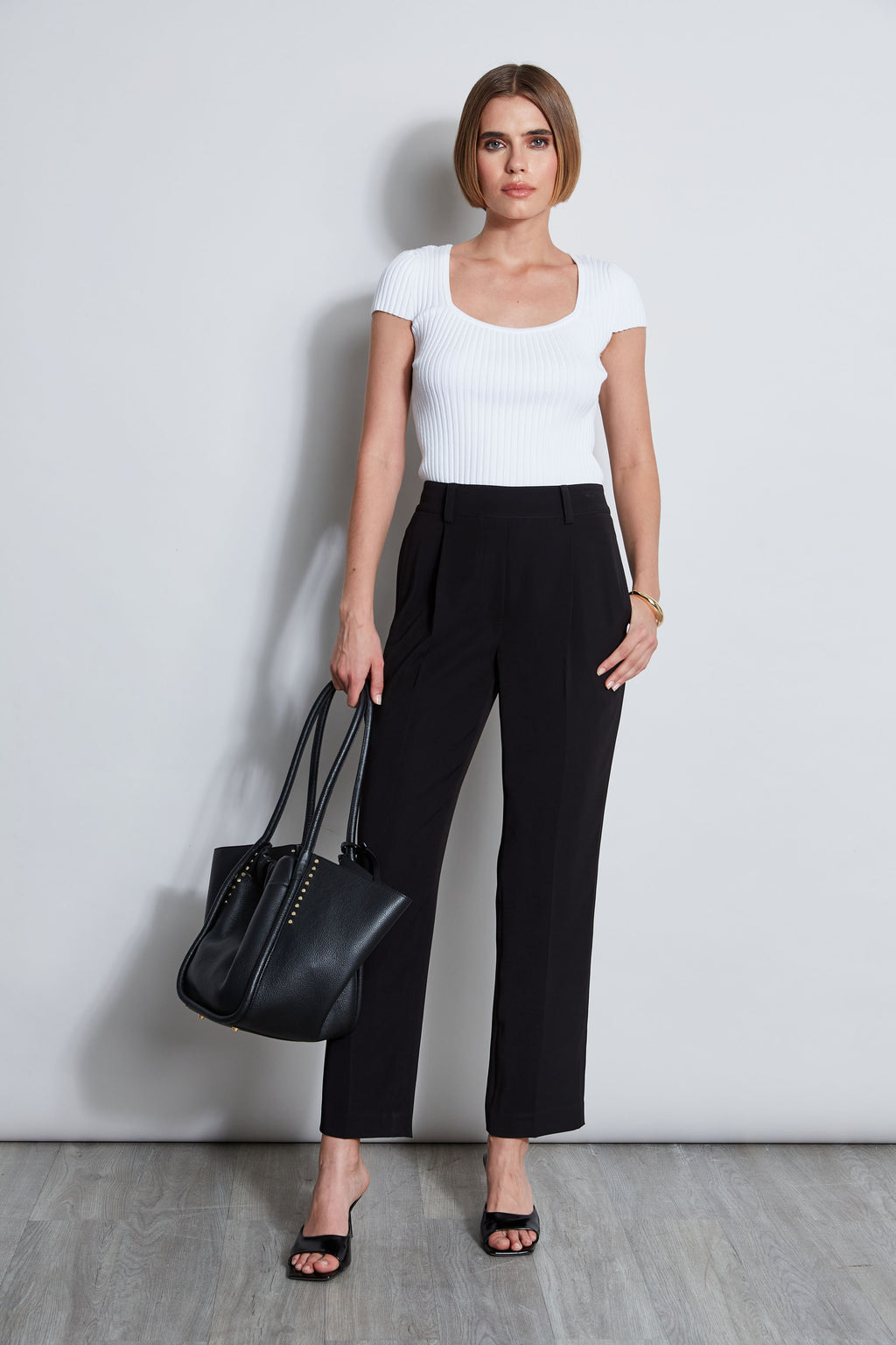 Women Pleated Straight Leg Pull On Pant  | Elie Tahari