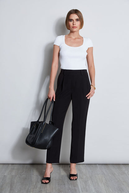Women Pleated Straight Leg Pull On Pant  | Elie Tahari