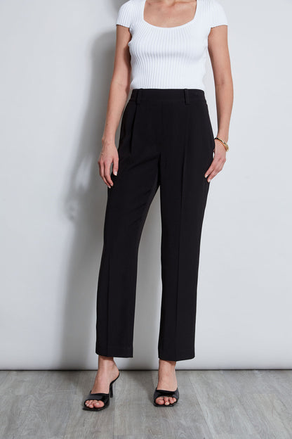 Women Pleated Straight Leg Pull On Pant  | Elie Tahari