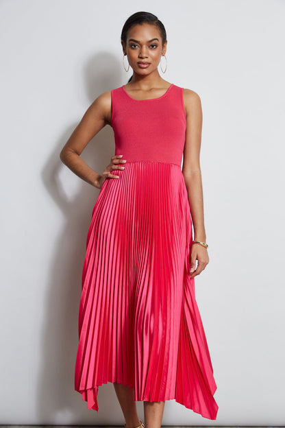 Women Pleated Midi Dress Island Pink | Elie Tahari