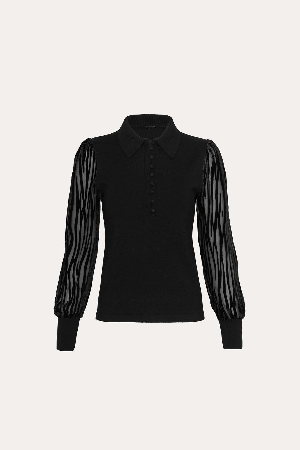 Women Burnout Polo Sweater Black | Elie Tahari