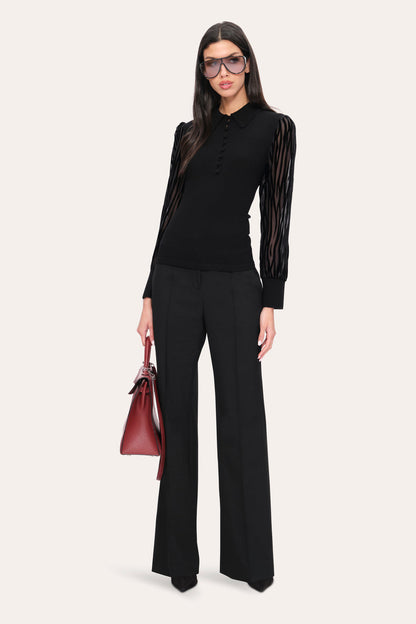 Women Burnout Polo Sweater Black | Elie Tahari