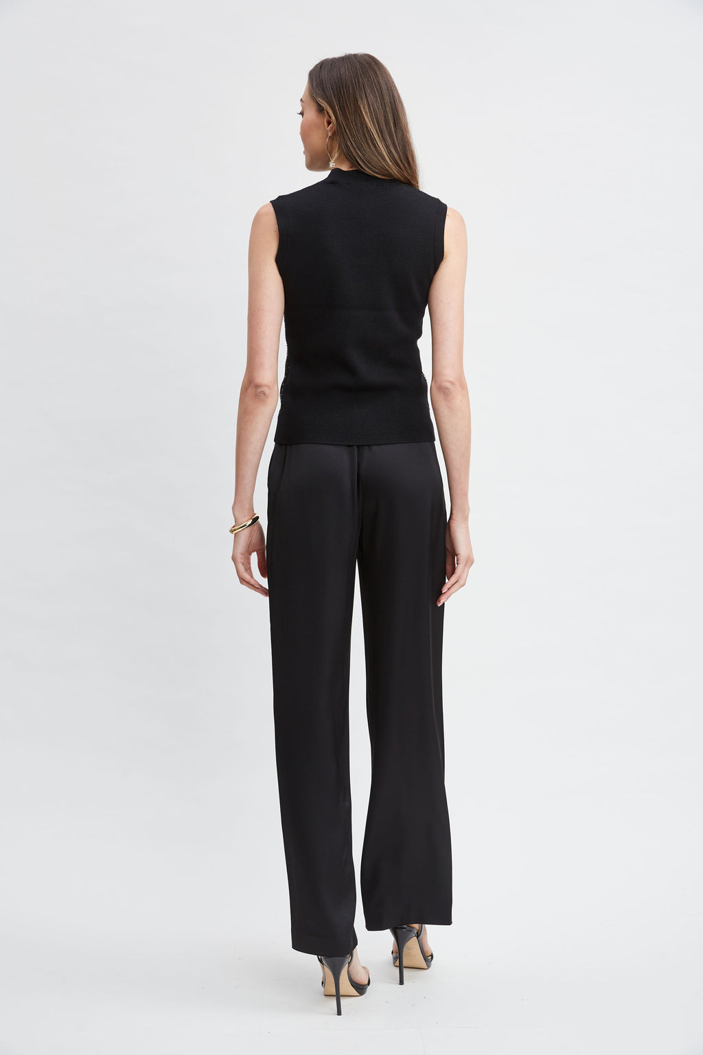 Women Sleeveless Pave Sequin Sweater Black | Elie Tahari