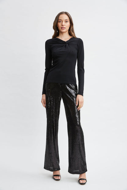 Women Crystal Knot Wool Sweater Black | Elie Tahari
