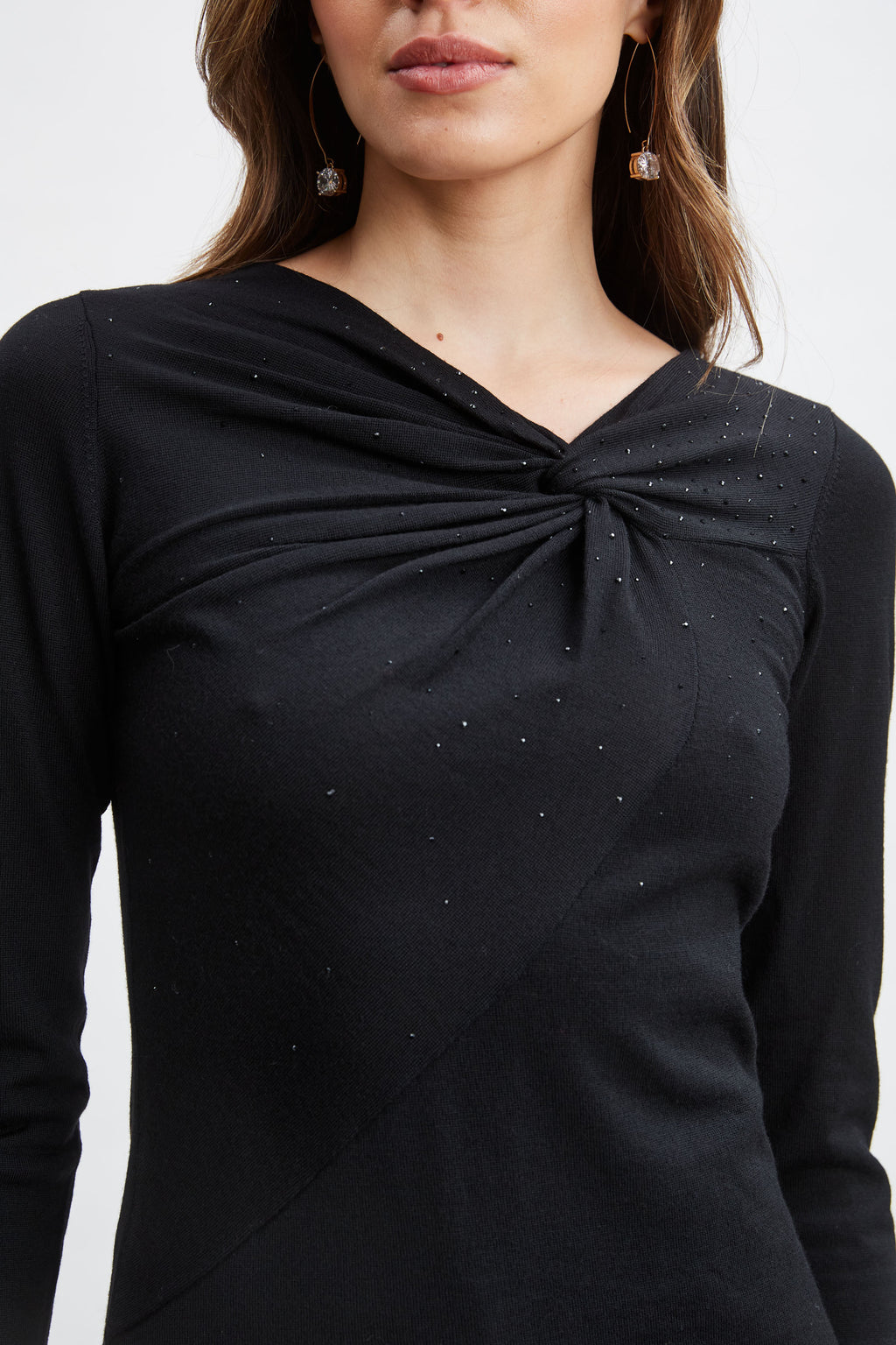 Women Crystal Knot Wool Sweater Black | Elie Tahari