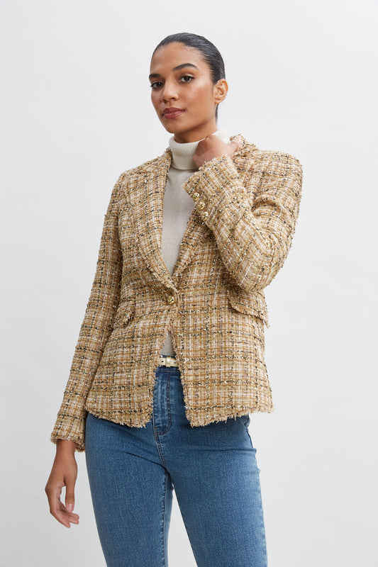 Women Metallic Tweed Blazer  | Elie Tahari