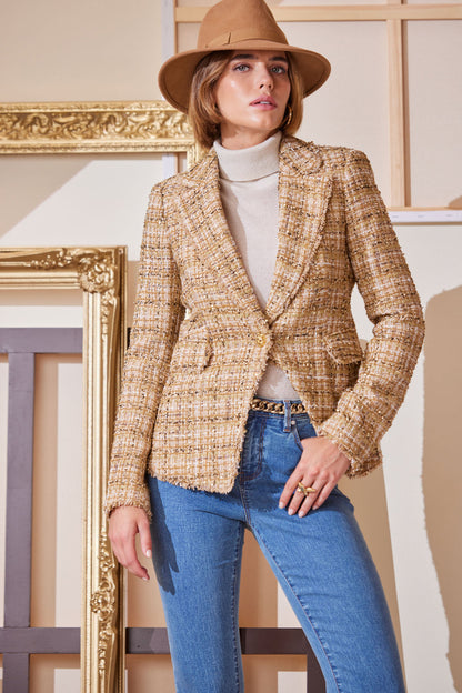 Women Metallic Tweed Blazer  | Elie Tahari