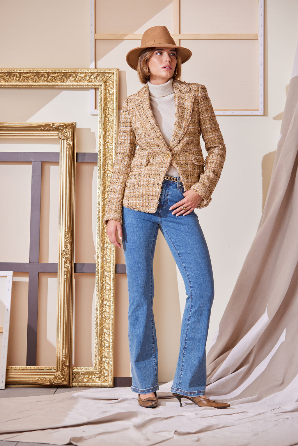 Women Metallic Tweed Blazer  | Elie Tahari
