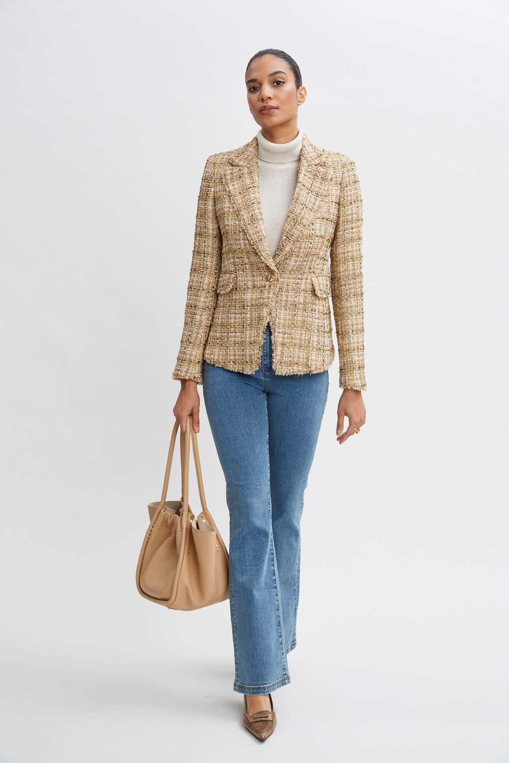 Women Metallic Tweed Blazer  | Elie Tahari