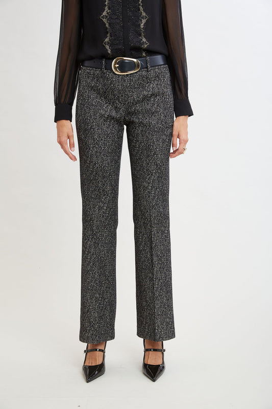 Women Fit & Flare Metallic Tweed Pant  | Elie Tahari
