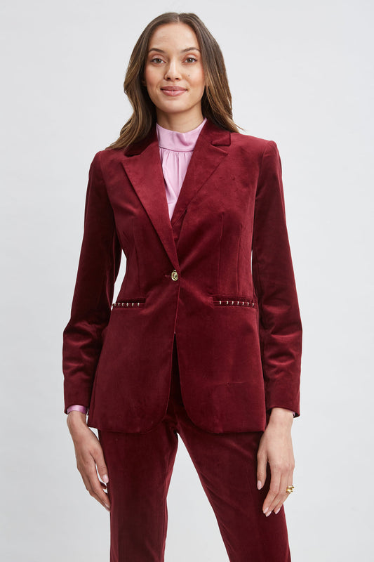 Women Single Button Velvet Blazer  | Elie Tahari