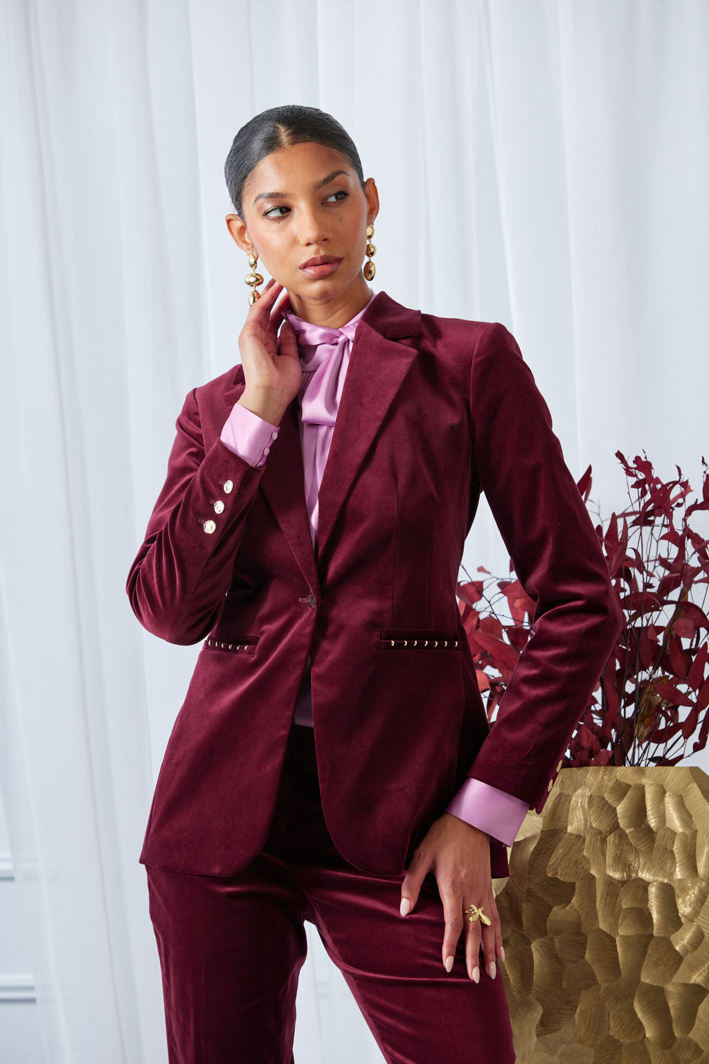 Women Single Button Velvet Blazer  | Elie Tahari