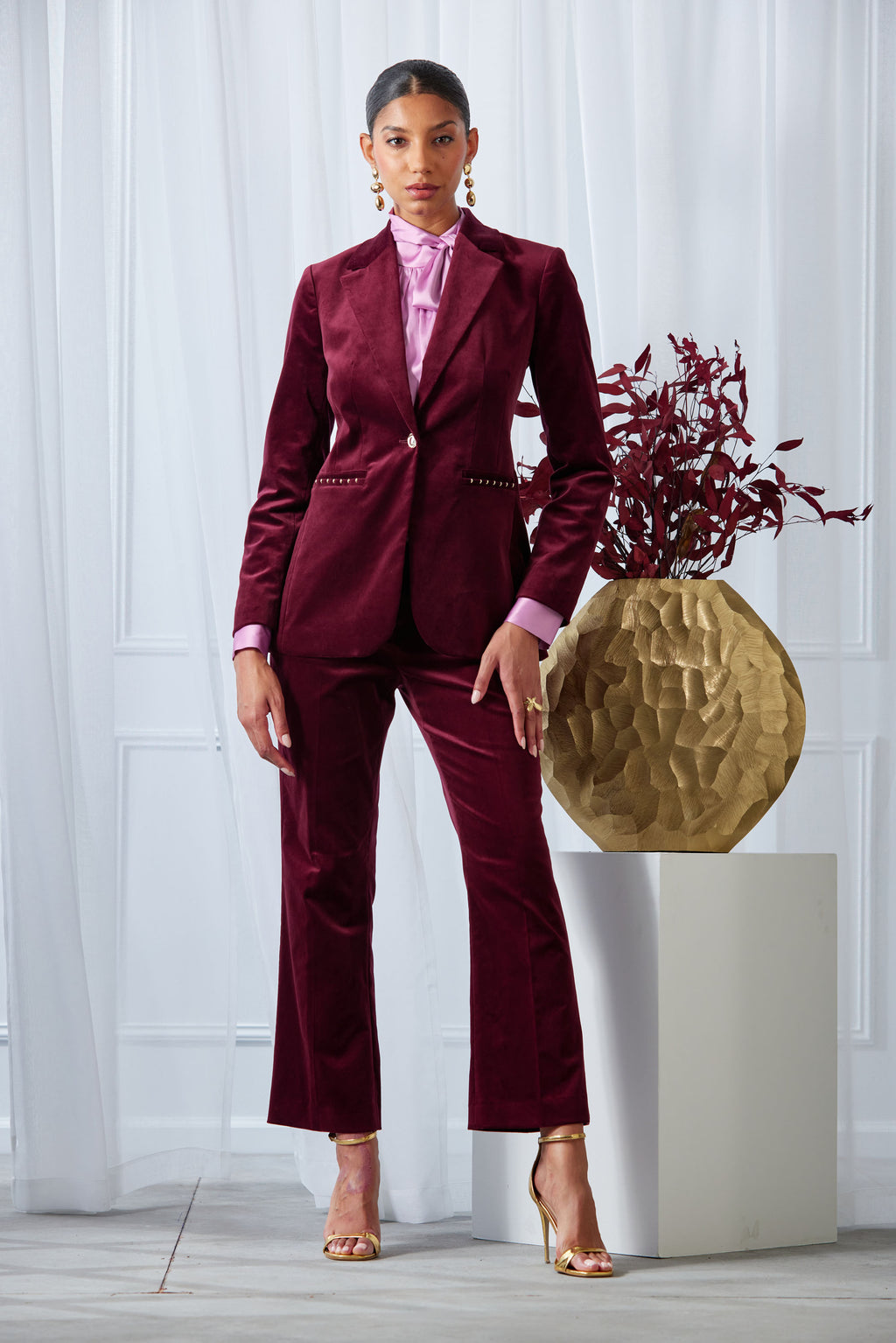 Women Single Button Velvet Blazer  | Elie Tahari