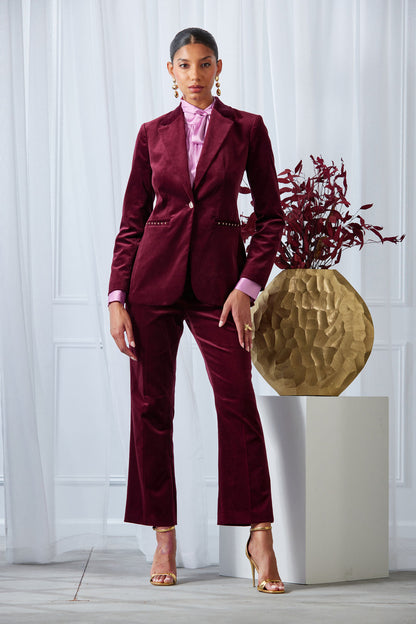 Women Single Button Velvet Blazer  | Elie Tahari