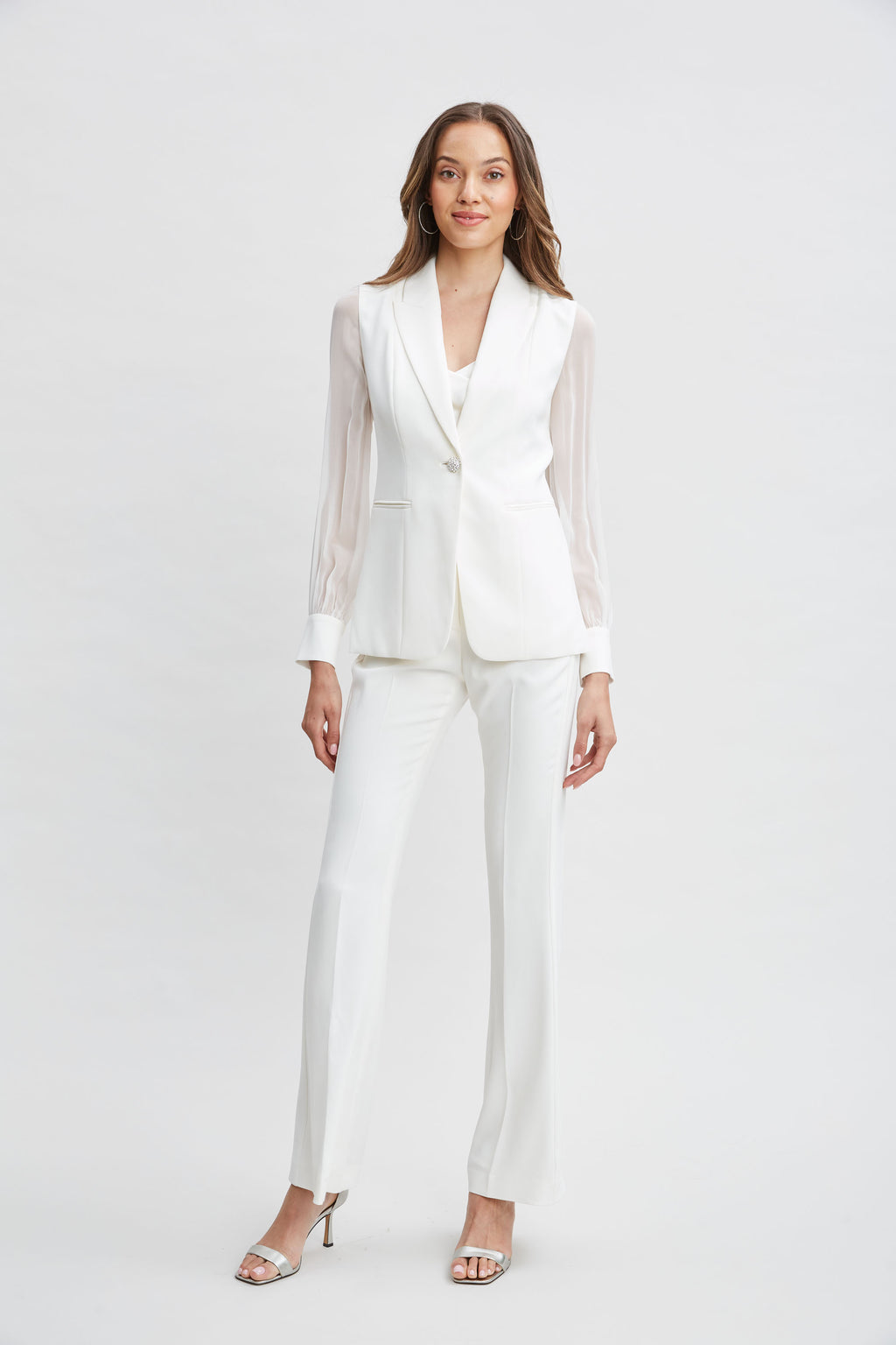 Women Chiffon Sleeve Jewel Button Blazer Foam | Elie Tahari
