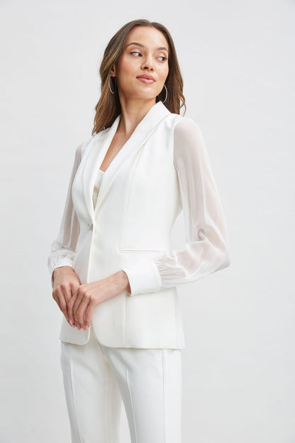 Women Chiffon Sleeve Jewel Button Blazer Foam | Elie Tahari