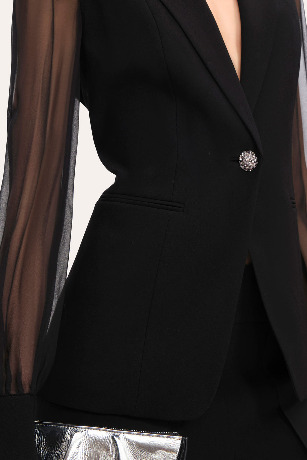 Women Chiffon Sleeve Blazer Black | Elie Tahari