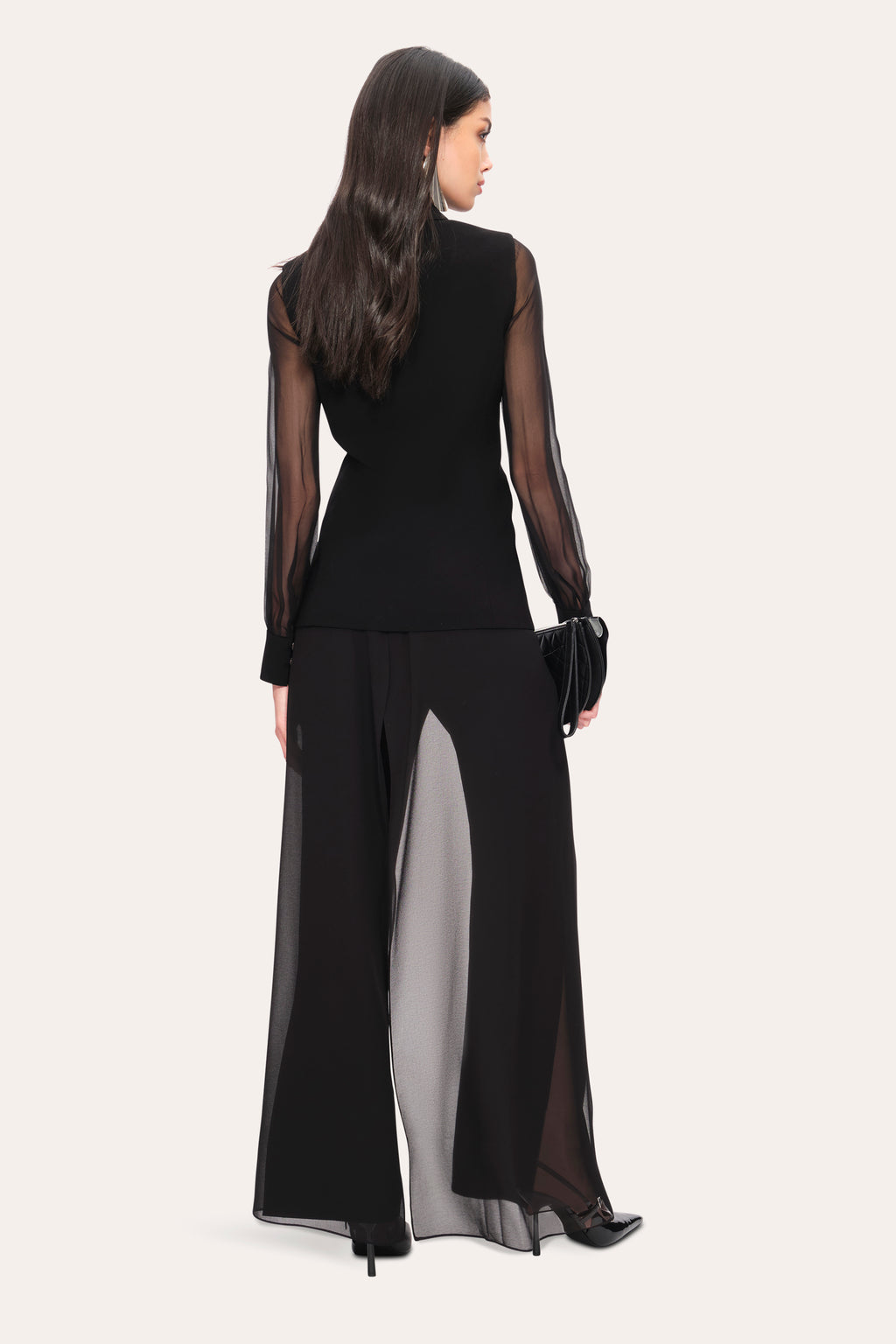 Women Chiffon Sleeve Blazer Black | Elie Tahari