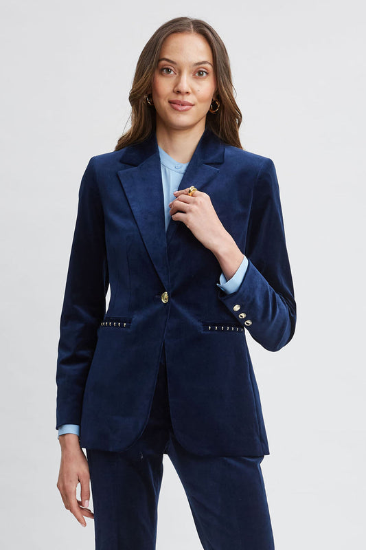 Women Single Button Velvet Blazer  | Elie Tahari