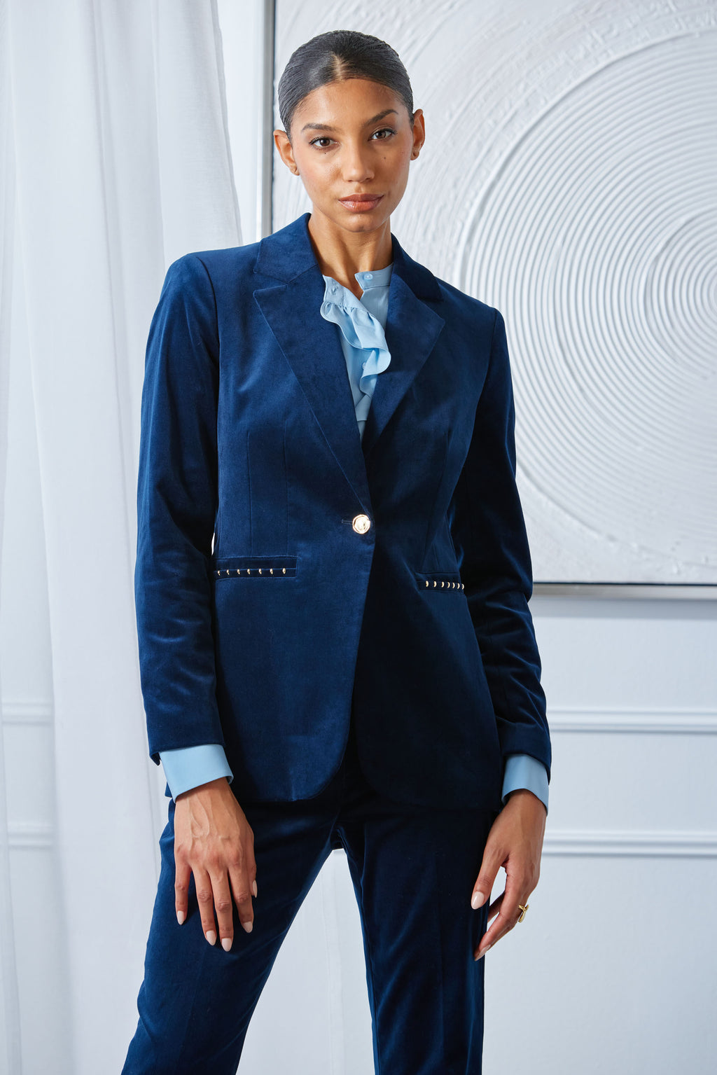 Women Single Button Velvet Blazer  | Elie Tahari
