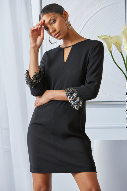 Women Metallic Shift Dress Black | Elie Tahari