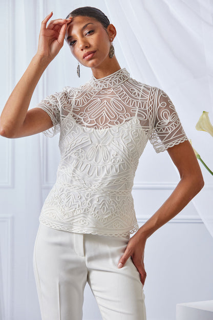 Women Mock Neck Shirt Foam | Elie Tahari
