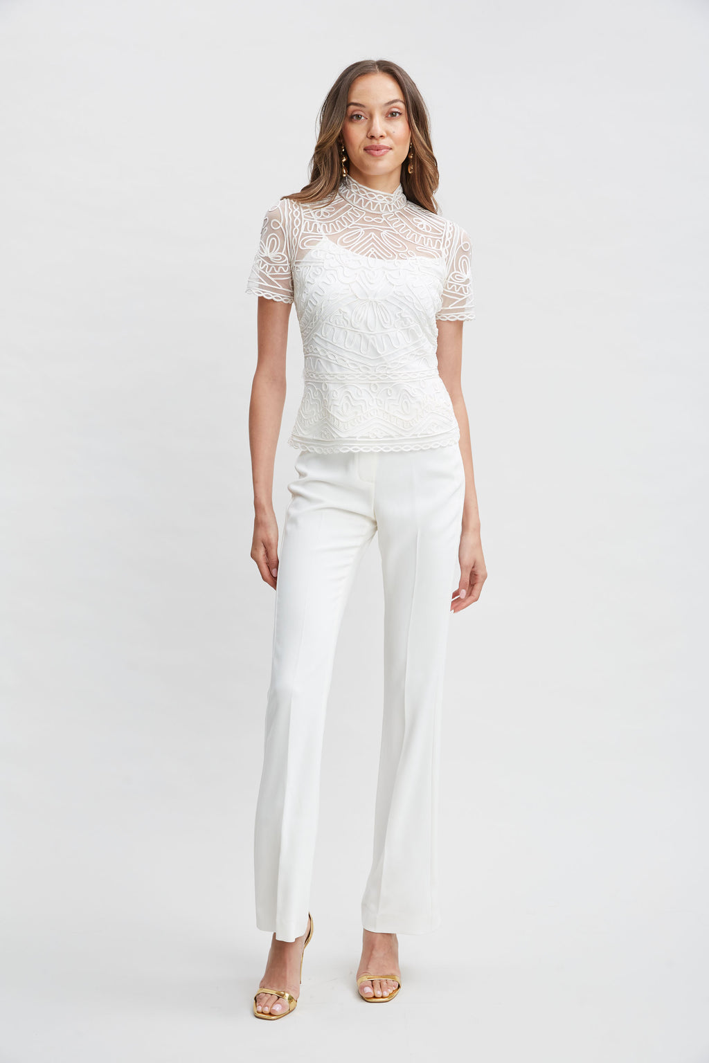 Women Mock Neck Shirt Foam | Elie Tahari