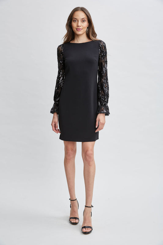 Women Sequin Sleeve Shift Dress Black | Elie Tahari