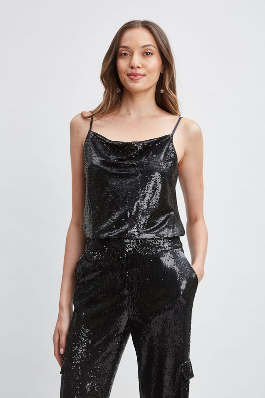 Women Pave Sequin Cami Black | Elie Tahari