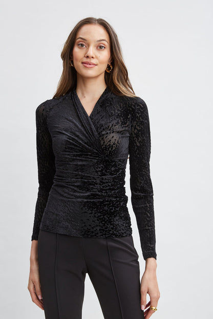 Women Burnout Velvet Ruched Knit Black | Elie Tahari