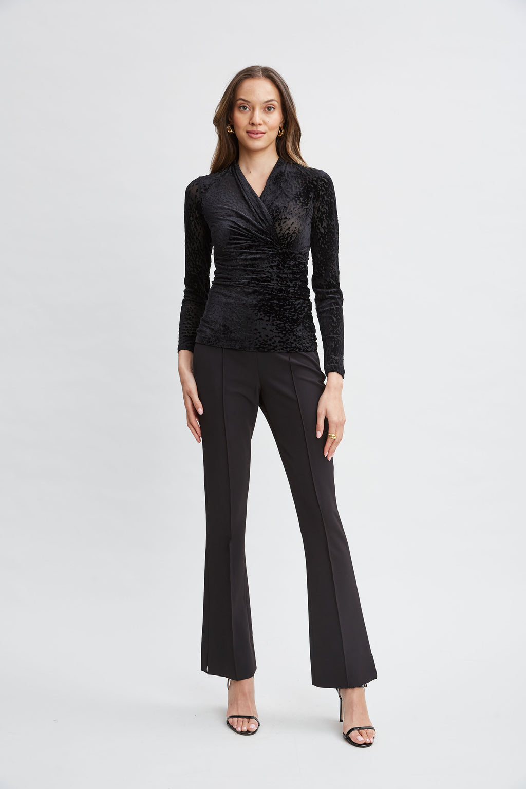 Women Burnout Velvet Ruched Knit Black | Elie Tahari