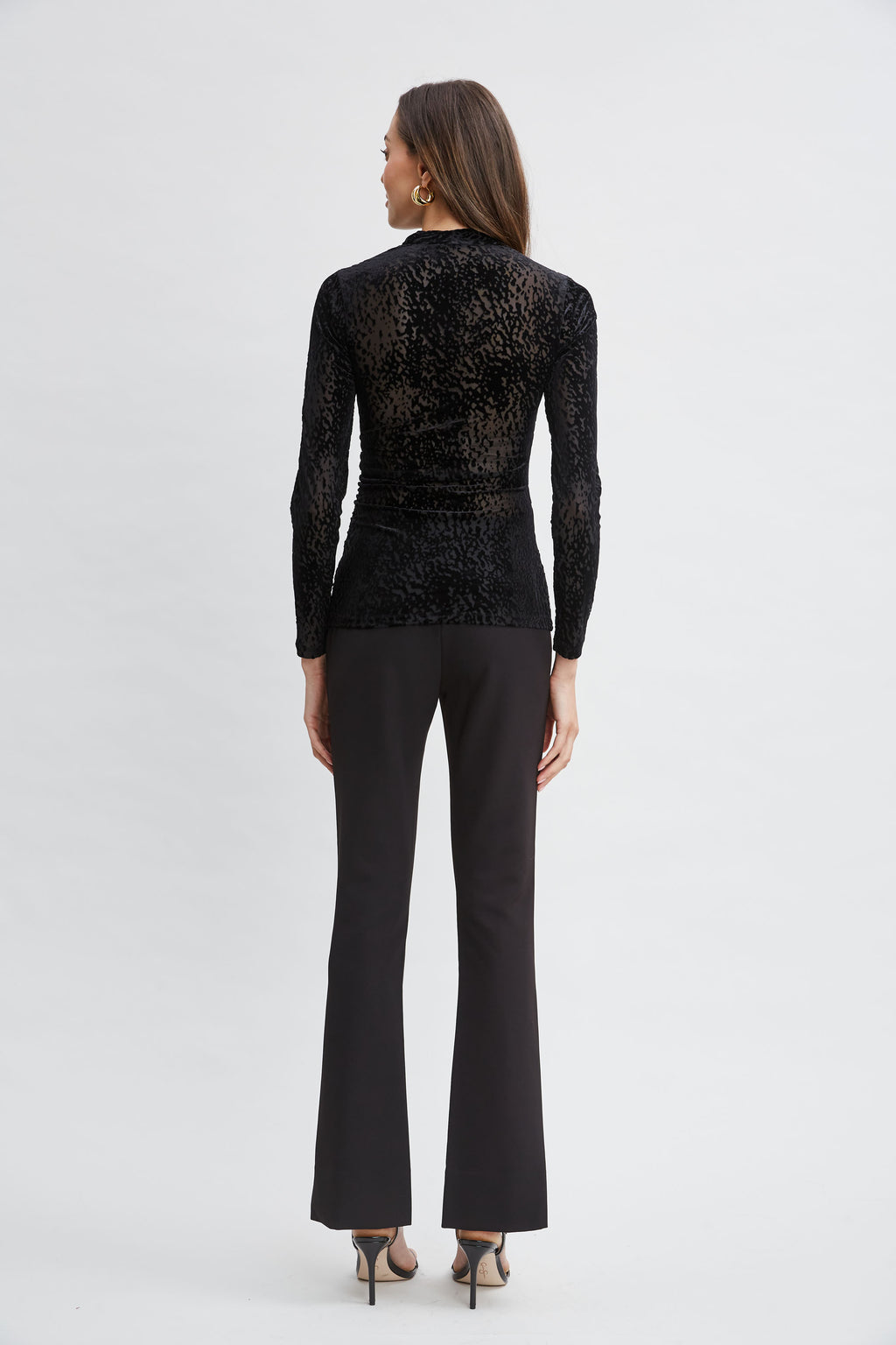 Women Burnout Velvet Ruched Knit Black | Elie Tahari