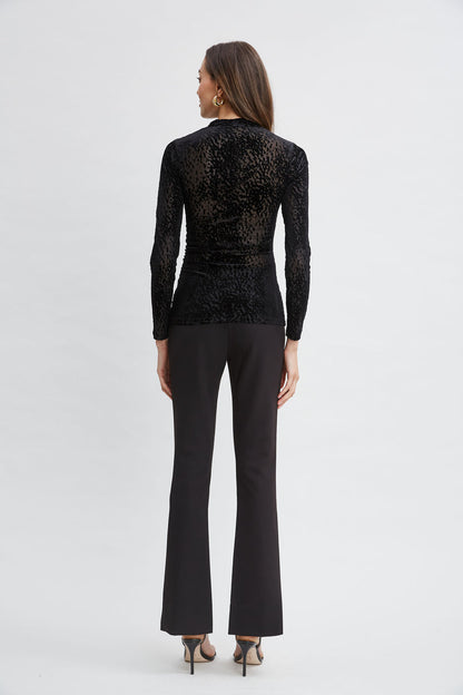 Women Burnout Velvet Ruched Knit Black | Elie Tahari