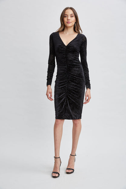 Women Burnout Velvet Ruched Dress Black | Elie Tahari