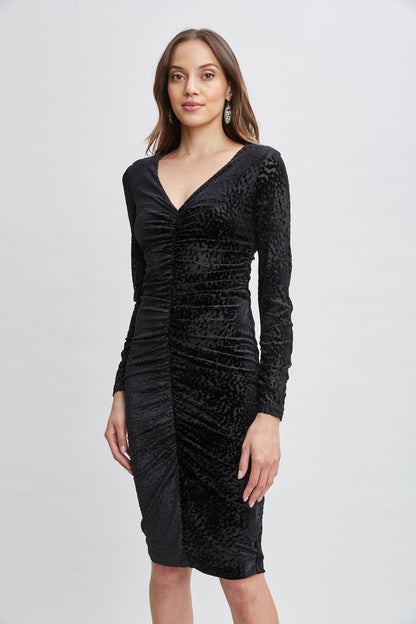 Women Burnout Velvet Ruched Dress Black | Elie Tahari