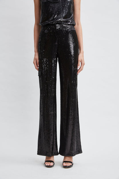 Women Sequin Pocket Pant Black | Elie Tahari