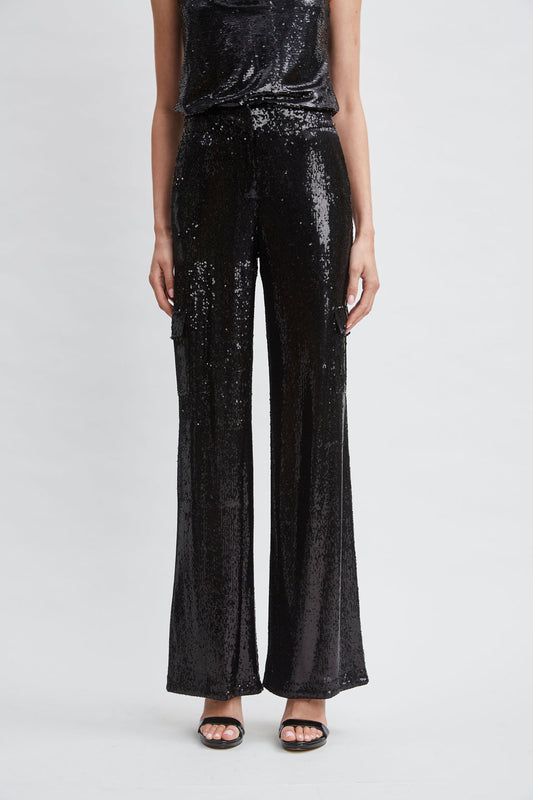 Women Sequin Pocket Pant Black | Elie Tahari