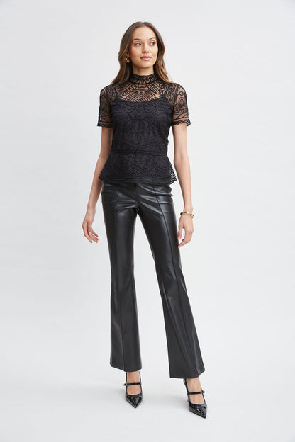 Women Mock Neck Shirt Black | Elie Tahari